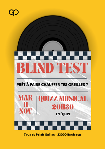 Soirée Blind Test à La Grande Poste bordeaux le mardi 11 novembre à 20h30