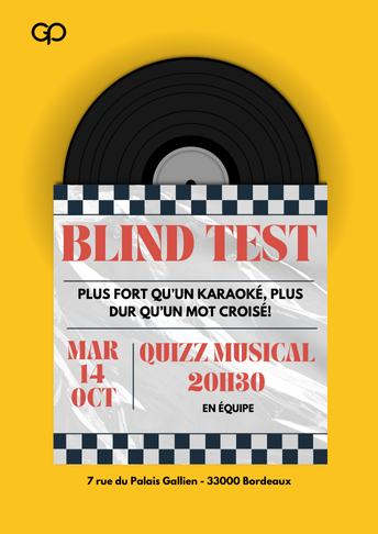 Soirée Blind Test à La Grande Poste bordeaux le mardi 14 octobre à 20h30