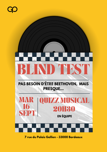 Soirée Blind Test à La Grande Poste bordeaux le mardi 16 septembre à 20h30