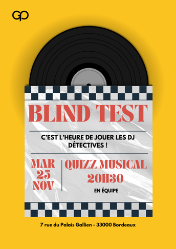 Soirée Blind Test à La Grande Poste bordeaux le mardi 25 novembre à 20h30