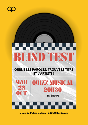 Soirée Blind Test à La Grande Poste bordeaux le mardi 28 octobre à 20h30